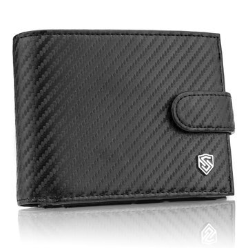 Pánska kožená peňaženka STEVENS Silný kabát CARBON Horizontálne zapínanie čierna RFID