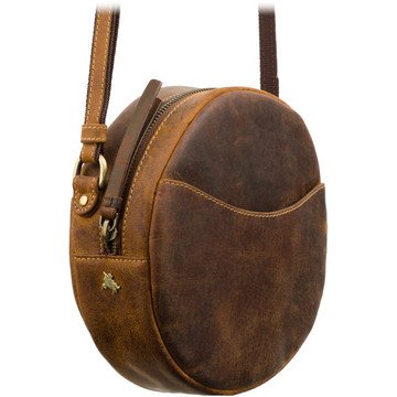 Visconti Hnedá kožená dámska taška S-43 s nastaviteľným popruhom a dvoma vonkajšími vreckami