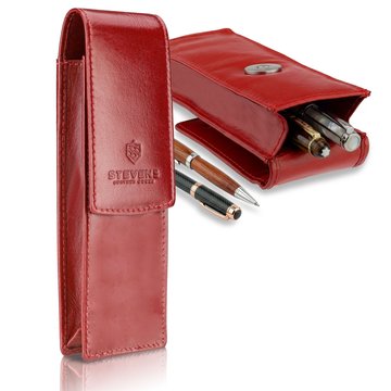 Červené kožené puzdro na perá STEVENS Unisex
