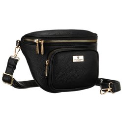 Dámske čierne vrecko z ekologickej kože zavesené na nastaviteľnom remienku - Peterson