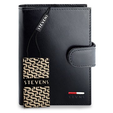 Pánska kožená peňaženka STEVENS so zipsom RFID Black PREMIUM