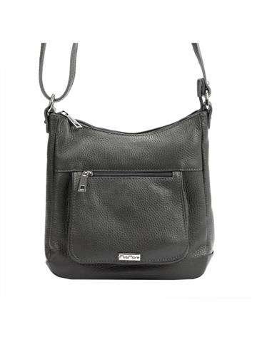 Dámska kožená kabelka MiaMore 01-039 DOLLARO Dark Grey Crossbody