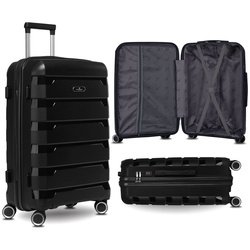 Čierny stredný kufor z polypropylénu s otočnými kolieskami - Peterson