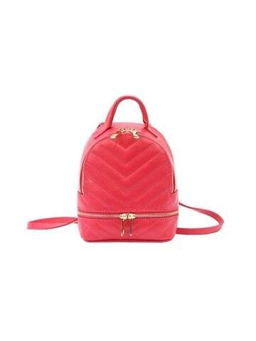 Dámsky kožený batoh Luka 20-026 DOLLARO malinová farba s prírodnou kožou a zlatým kovaním