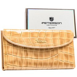 Dámska béžová peňaženka z ekologickej kože s potlačou krokodílej kože - Peterson