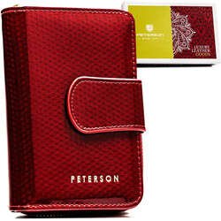 Dámska kožená peňaženka so zapínaním v červenej farbe - Peterson