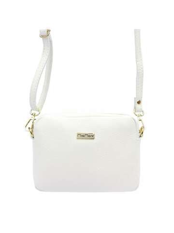 MiaMore Kožená kabelka 01-059 DOLLARO White Crossbody Purse