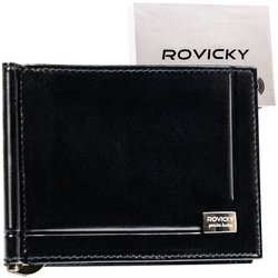 Elegantná pánska bankovka z prírodnej kože v čiernej farbe - Rovicky