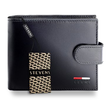 Pánska peňaženka STEVENS Koža 100% prírodná koža Ochrana RFID Horizontálna čierna PREMIUM