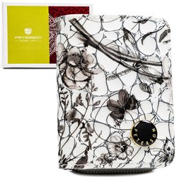 Praktická dámska kožená peňaženka v čiernej farbe so zapínaním na cvok a zips - Peterson