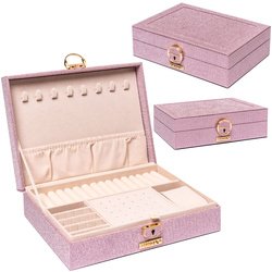 Ružová šperkovnica s vyhradeným priestorom na hodinky - Peterson
