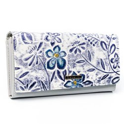 Priestranná dámska peňaženka z prírodnej a ekologickej kože s kvetinovou potlačou - 4U Cavaldi