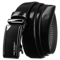 Klasický pánsky opasok v čiernej farbe s automatickou striebornou prackou - Peterson