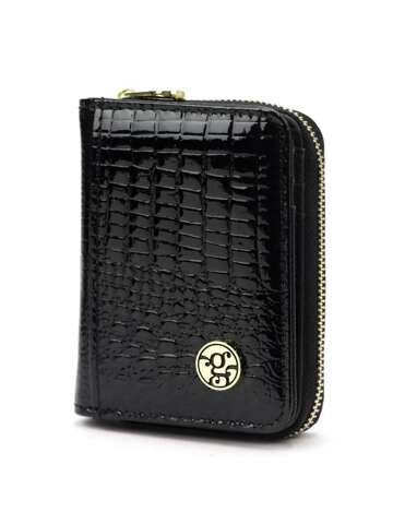 Dámska peňaženka Gregorio GF125 kožená čierna s funkciou RFID SECURE a zlatými detailmi