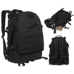 Čierny vojenský batoh zavesený na nastaviteľných šľapkách, tri priehradky - Peterson