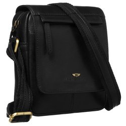 Pánska čierna kožená taška cez rameno so zapínaním na zips a magnetickým klipom - Peterson