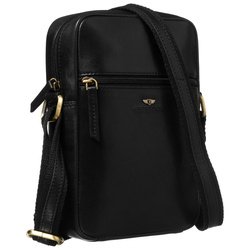 Pánska čierna kožená poštová taška so zapínaním na zips - Peterson