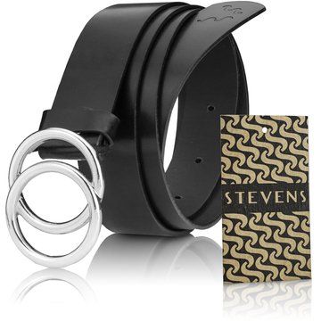 Stevens Layla Čierny Kožený Dámsky Opasok - Skutočná Koža - Klasická Pracka - V Darčekovom Balení