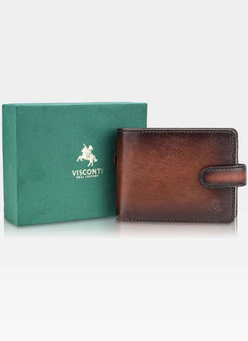 Visconti Pánska Kožená Peňaženka Henry AT-72 s RFID Ochrana Hnedá