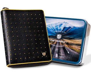 Pánska kožená športová peňaženka na zips - Peterson