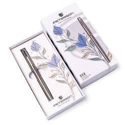 Kovové guľôčkové pero striebornej farby s čiernou náplňou - Peterson