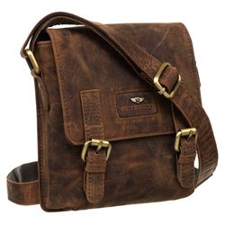 Hnedá pánska kožená taška typu letterman so zapínaním na zips a patentku - Peterson