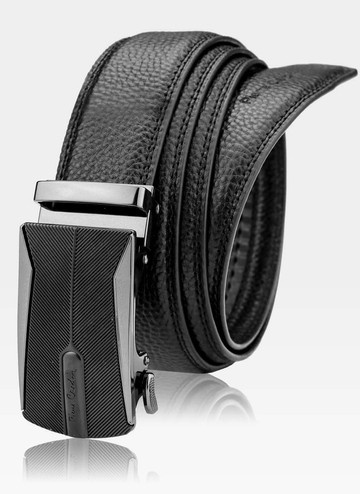 Pánsky kožený opasok Pierre Cardin Black Metal Automatic Buckle