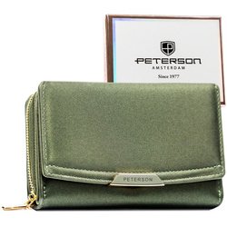 Dámska peňaženka z ekologickej kože v zelenej farbe s RFID - Peterson