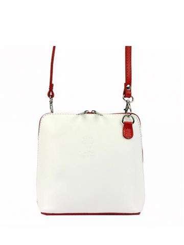 Barberinis Dámska kožená kabelka 1702 White and Red Crossbody Purse
