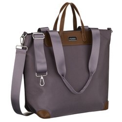 Veľká dámska nákupná taška v sivej farbe, jednopriestorová, zavesená na rúčkach a s pripevniteľným popruhom - Peterson