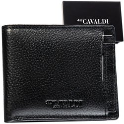 Horizontálne čierne puzdro na karty z pravej kože zabalené v elegantnej škatuľke - 4U Cavaldi