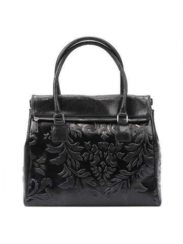 Dámska kožená kabelka Luka 20-054 Black Shopperbag s prídavným popruhom