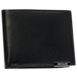 Horizontálna čierna kožená pánska peňaženka bez vonkajšieho zapínania - Ronaldo