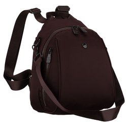 Malý, bordový dámsky batoh z polyesteru, vybavený prídavným popruhom - Peterson