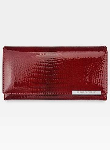 Veľká dámska peňaženka Gregorio z prírodnej červenej kože s horizontálnou orientáciou a ochranou RFID