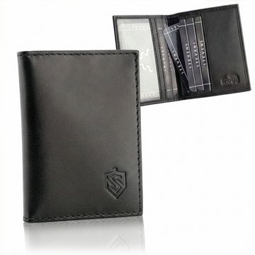 Čierne tenké kožené puzdro na karty a dokumenty STEVENS Slim