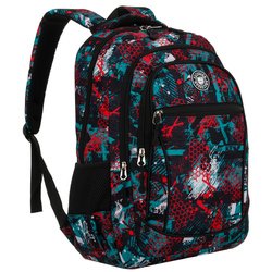 Dvojkomorový školský batoh ušitý z polyesteru s originálnym vzorom - Peterson