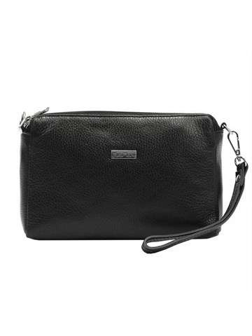 Čierna Kožená Kabelka MiaMore 01-042 DOLLARO Crossbody Puzdro Na Rameno