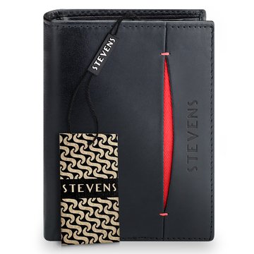 Pánska kožená peňaženka STEVENS Premium RFID čierna s rozšíriteľnou časťou