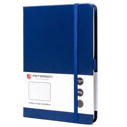 Tmavomodrý zošit formátu B6 s potlačou v riadkoch, s gumovým uzáverom - Peterson