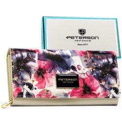 Priestranná dámska kvetinová peňaženka z prírodnej a ekologickej kože - Peterson