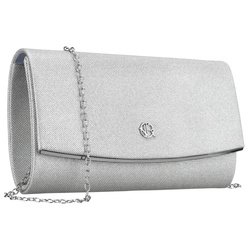 Strieborná elegantná dámska kabelka zo syntetickej tkaniny s magnetickým klipsovým uzáverom - Rovicky