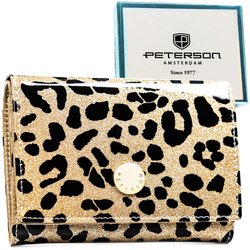 Dámska peňaženka z ekologickej a prírodnej kože v zlatej farbe so škvrnami - Peterson