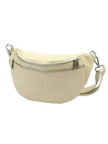 Luka Dámska kožená kabelka 24-017 DOLLARO Beige Crossbody s extra vreckami