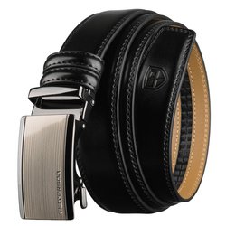 Čierny pánsky opasok s automatickou prackou z prírodnej kože - Peterson