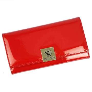 Gregorio LS-100 Veľká dámska peňaženka z prírodnej kože v červenej farbe s horizontálnou orientáciou