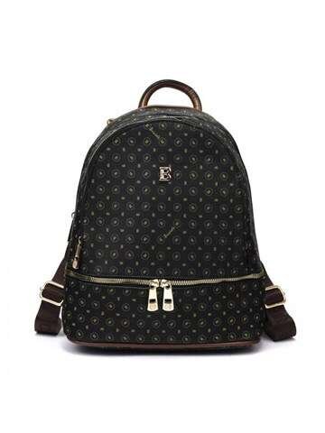 Dámsky ekologický kožený batoh BRICIOLE 4131 Black Brown so zlatými kovmi a organizérom