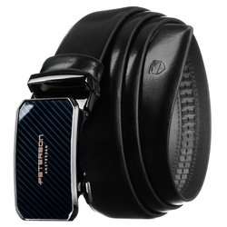 Pánsky čierny kožený opasok s automatickou prackou - Peterson