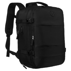 Čierny trojkomorový cestovný batoh z polyesteru - Peterson