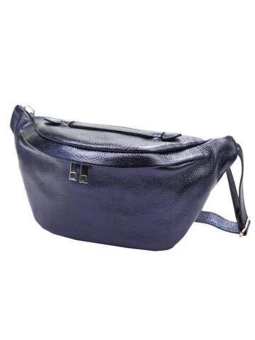 Dámska kožená kabelka Luka 24-010 DOLLARO MET Navy Blue Crossbody